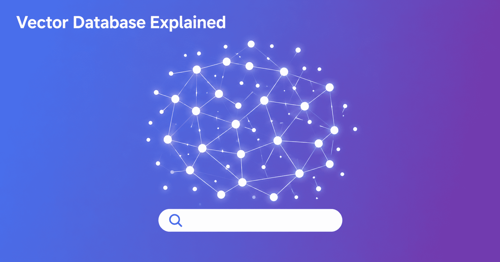 vector database concept showing dot cluster network on purple gradient background