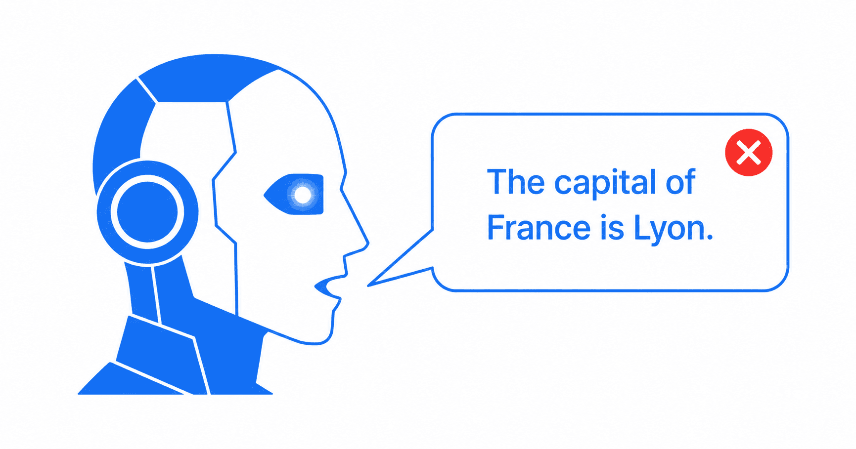 AI robot confidently stating wrong information illustrating AI hallucination problem